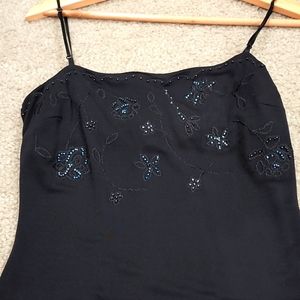 BCBG Max Azria Beaded Embroidered, Long Formal, Evening Black Dress, Size XS